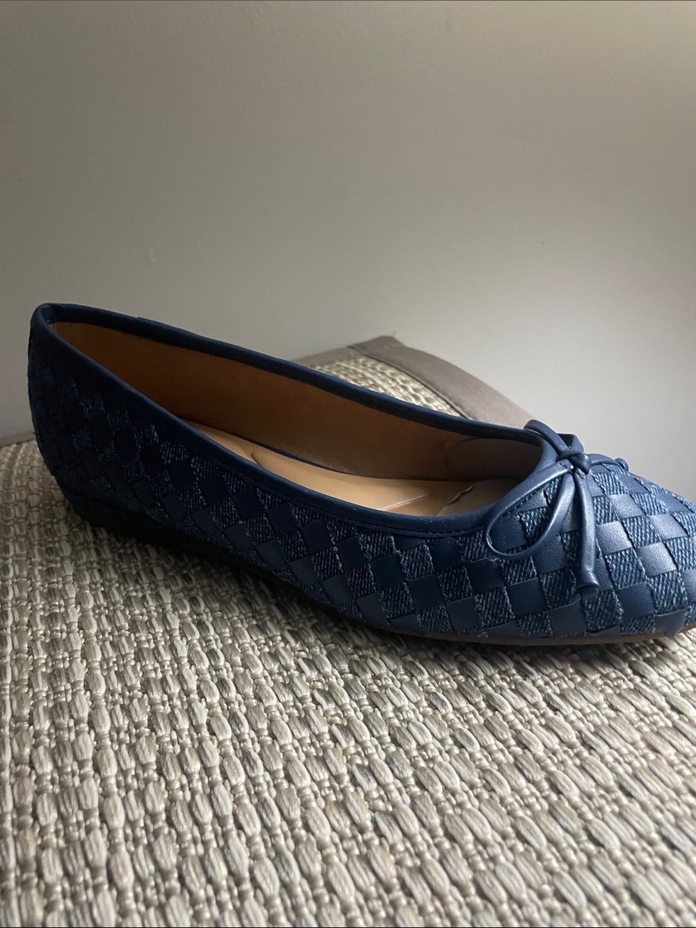 Easy Spirit Navy Woven Bow Ballet Flat